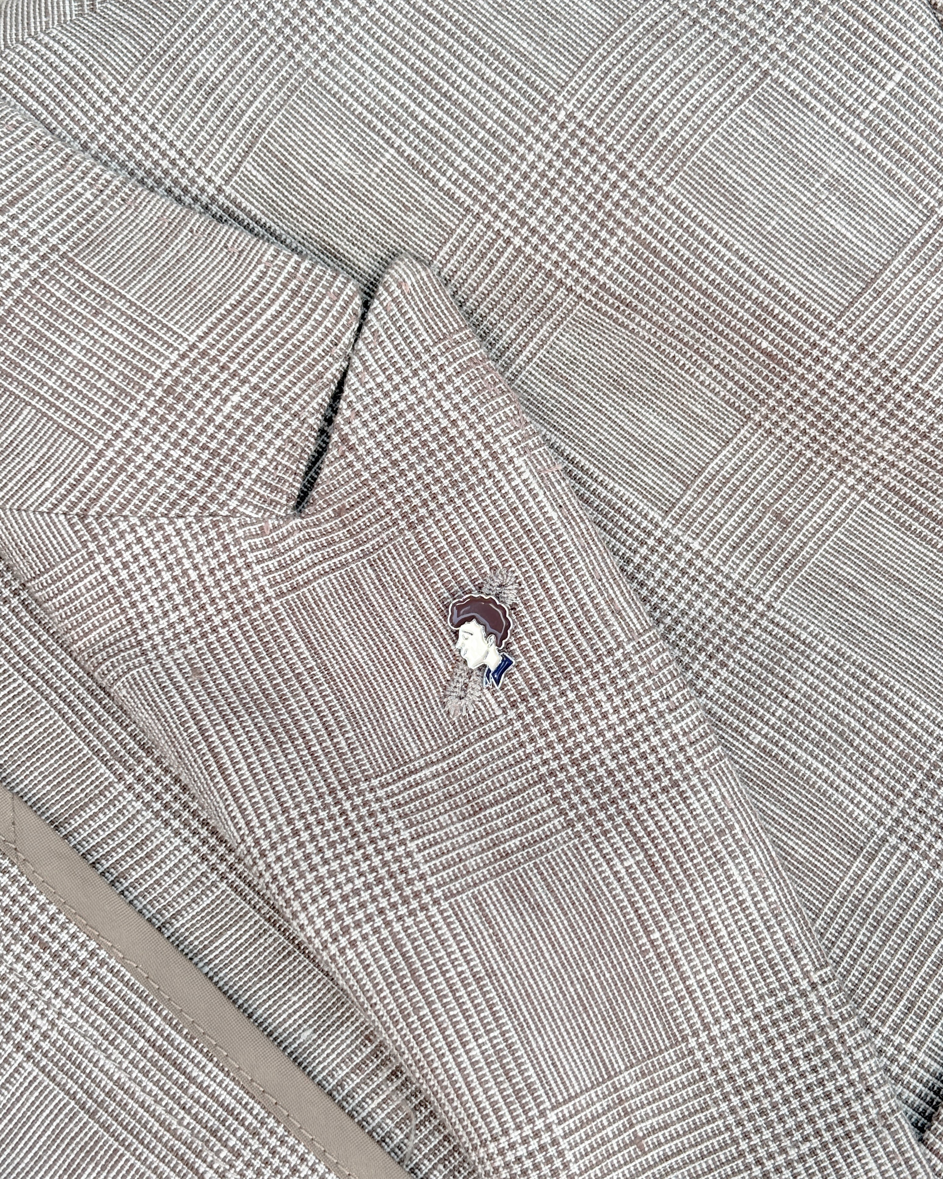 Bare Brown Linen Blazer - Brown Checkered