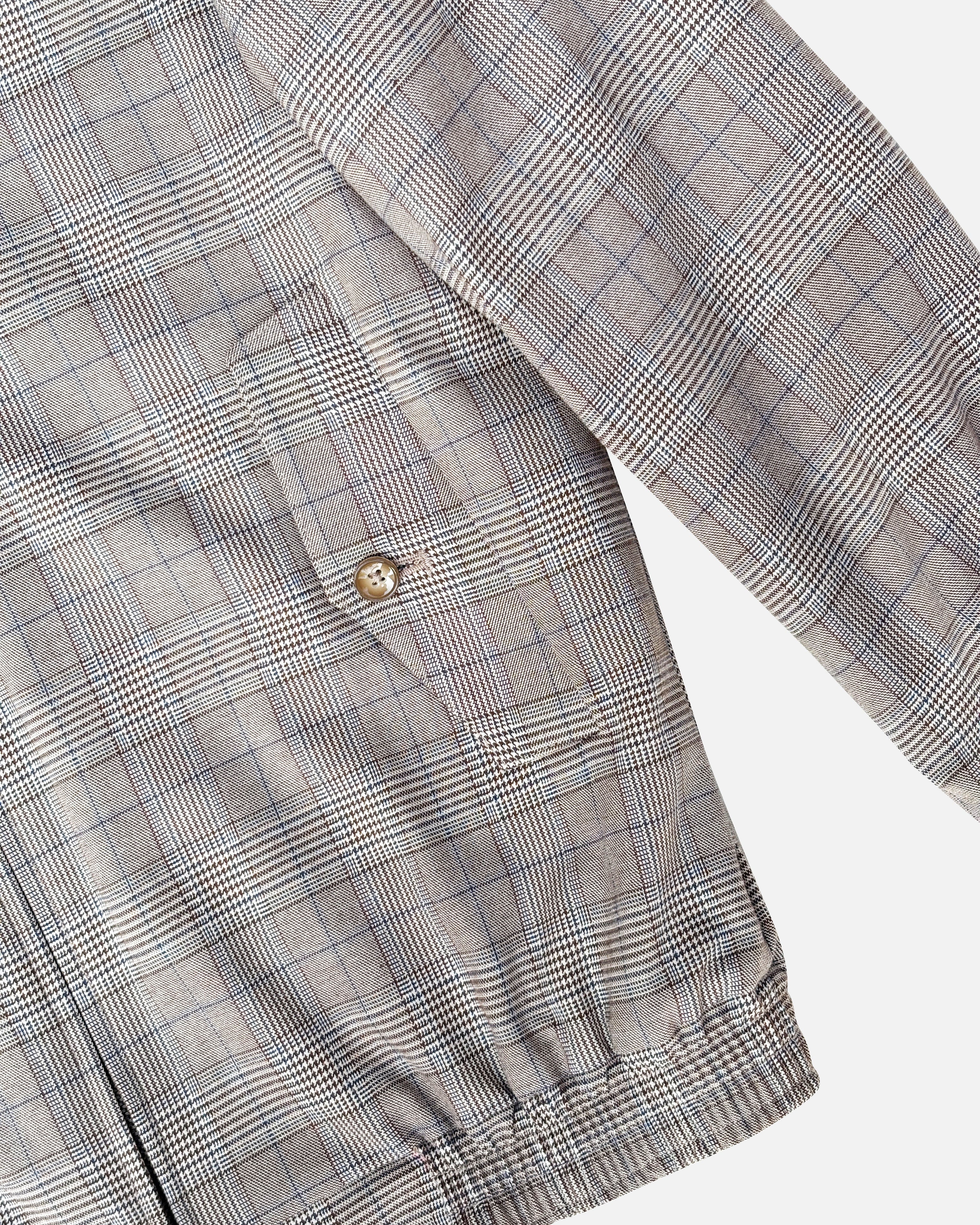 Bare Brown Checkered Bomber Jacket with 2 way Zipper - Brown