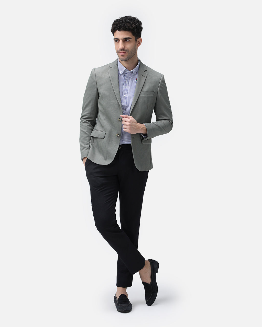 Bare Brown Knit Blazer - Green