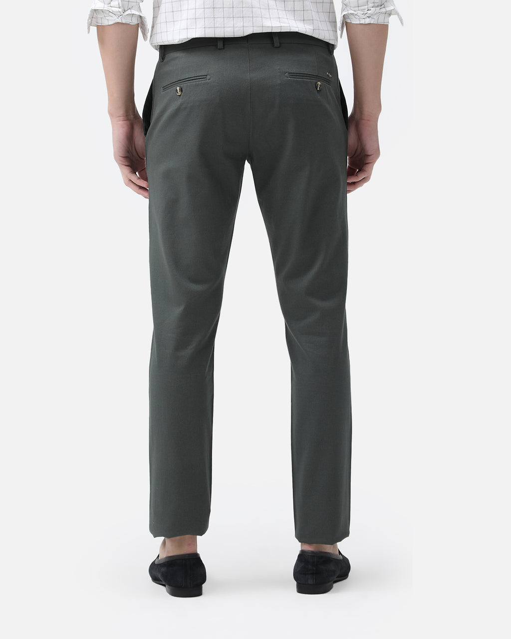Bare Brown Slim Fit Cotton Chinos - Green