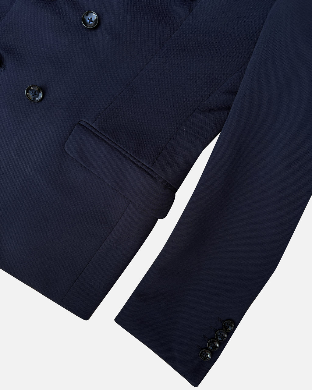 Bare Brown Double Breasted Knit Blazer - Navy