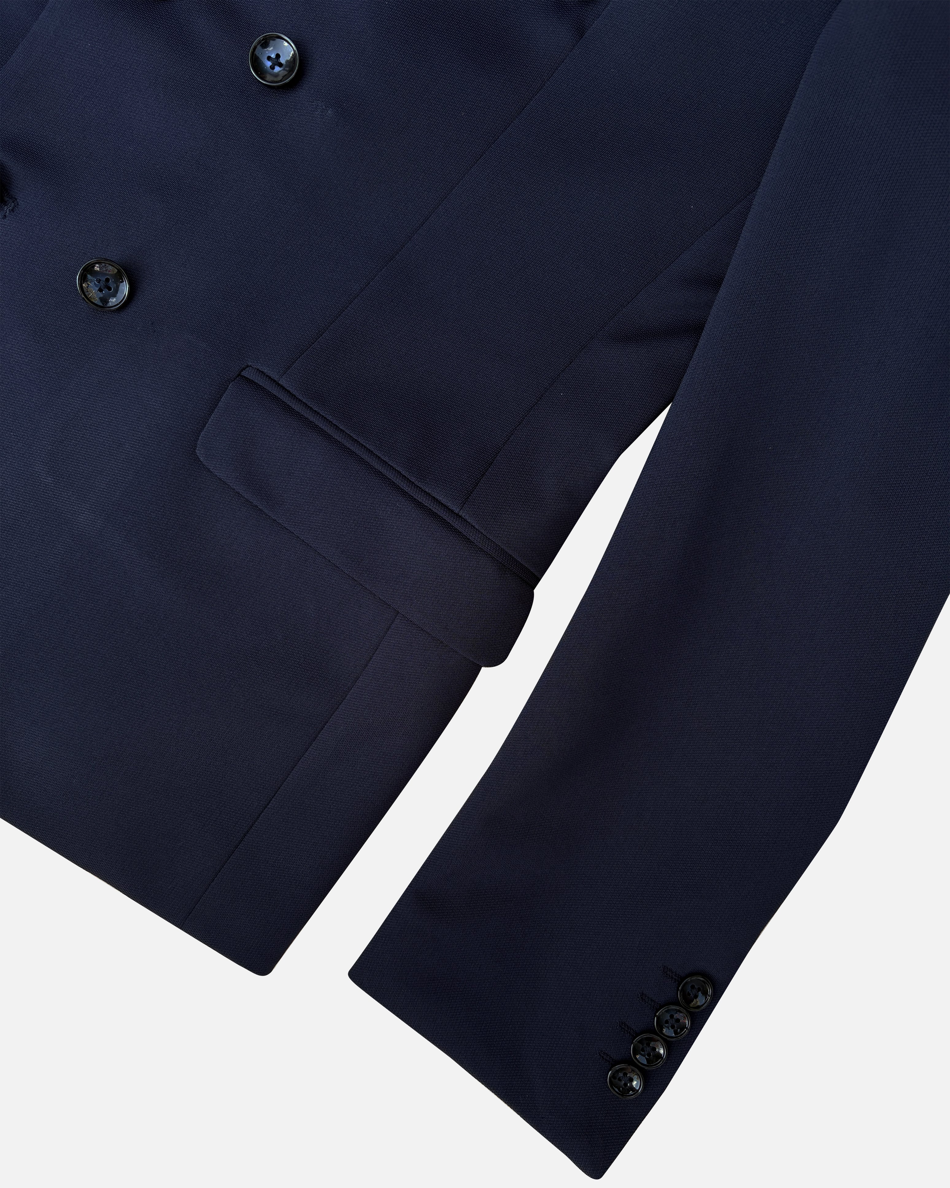 Bare Brown Double Breasted Knit Blazer - Navy