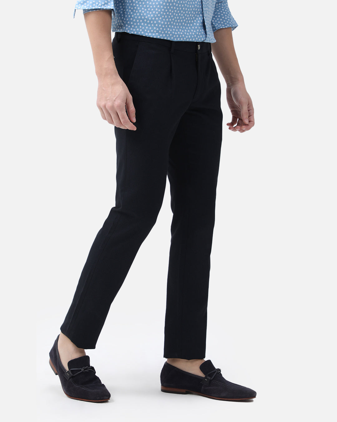 Bare Brown Slim Fit Cotton Chinos - Navy