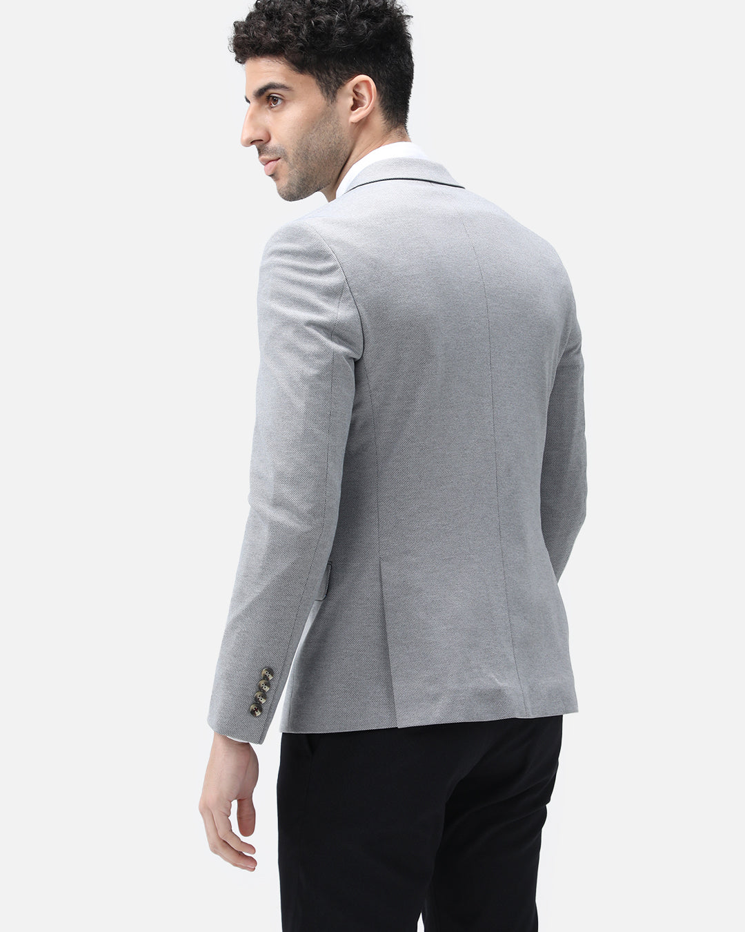 Bare Brown Knit Blazer - Grey