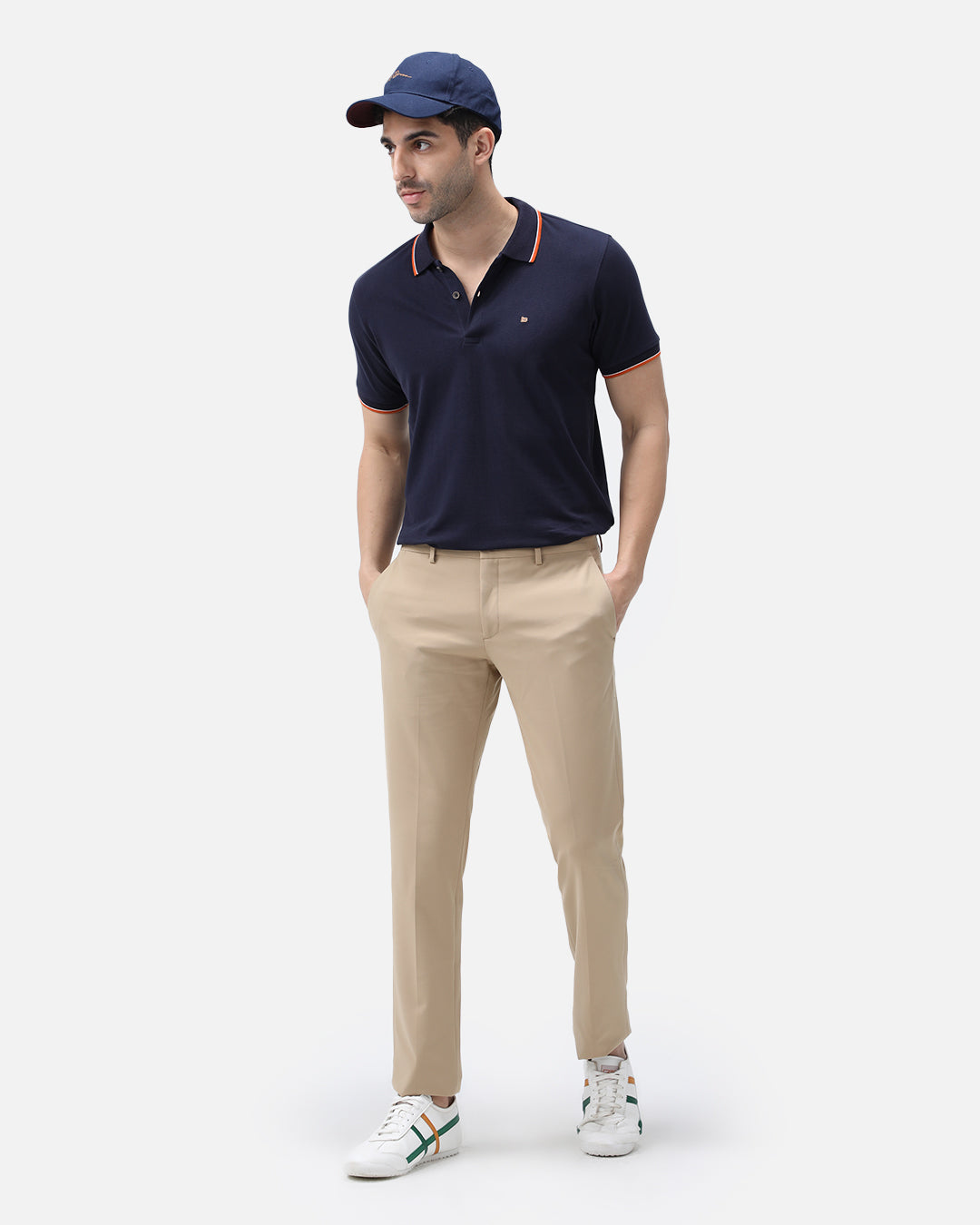 Bare Brown Stretch Slim Fit Cotton Chinos - Khaki
