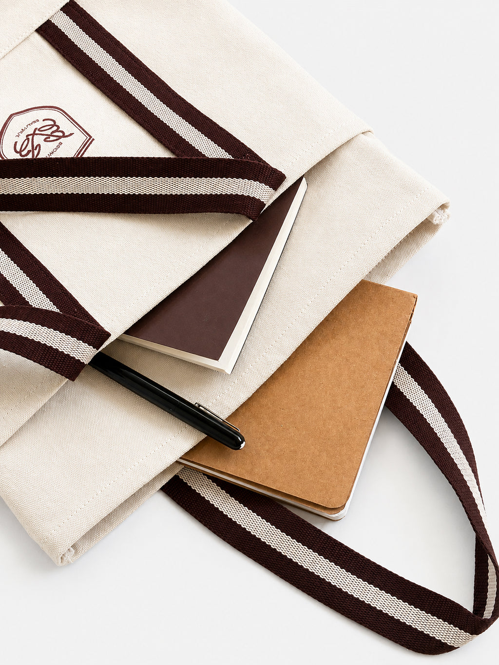Brown Crest Off-White Tote Bag