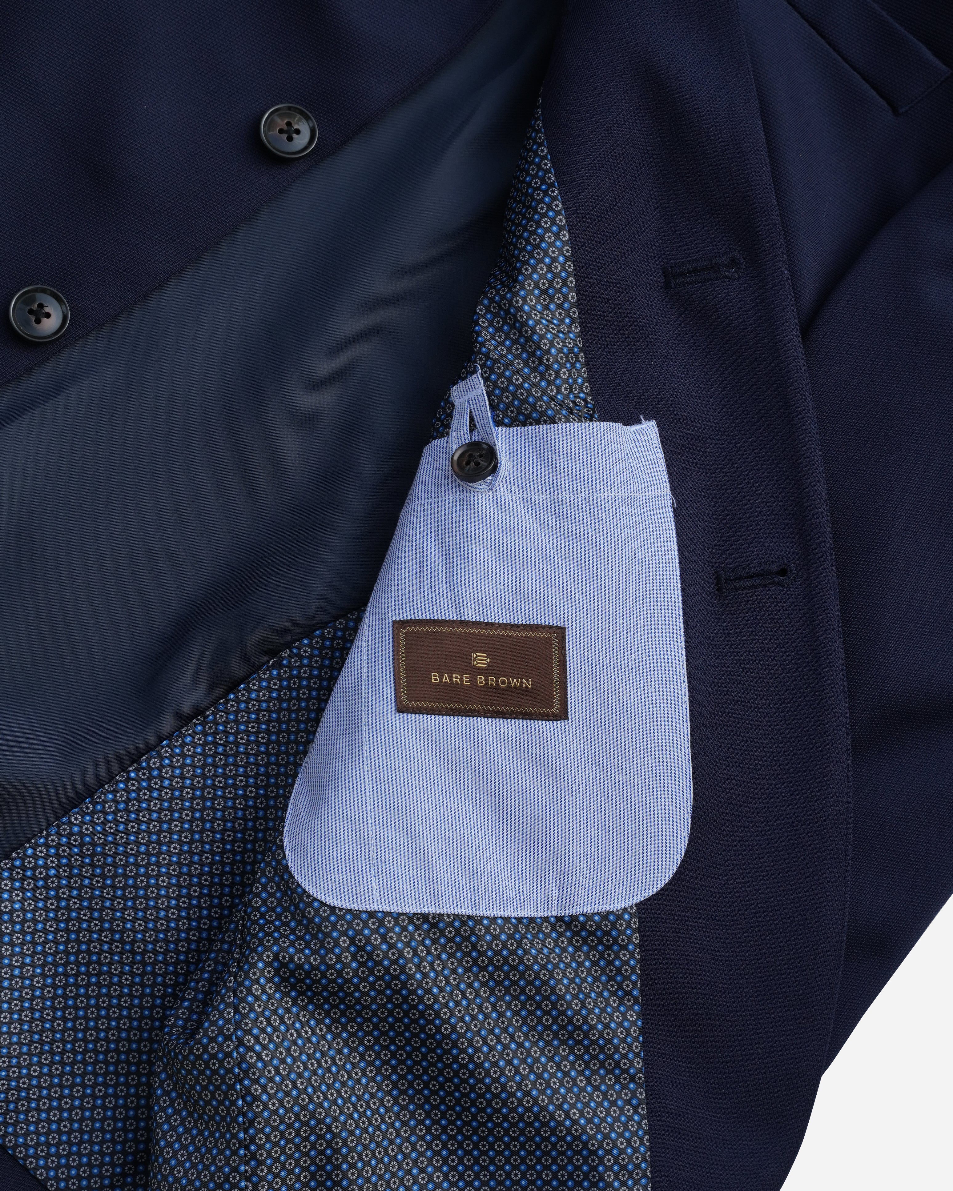 Bare Brown Knit Blazer - Navy