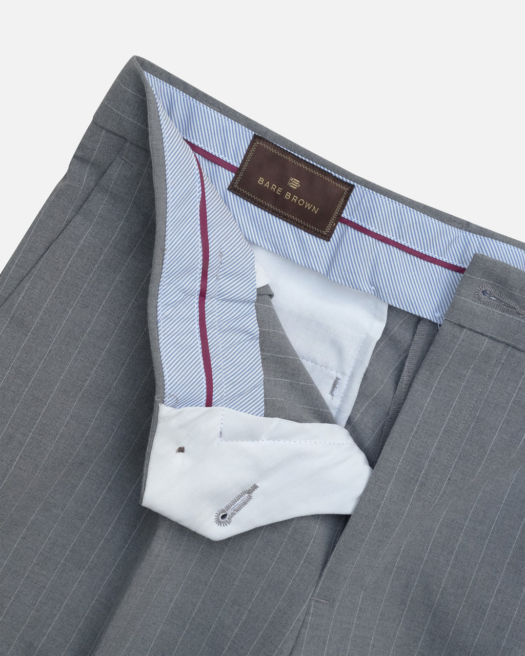 Bare Brown Relax Fit  Stripe Trouser - Grey