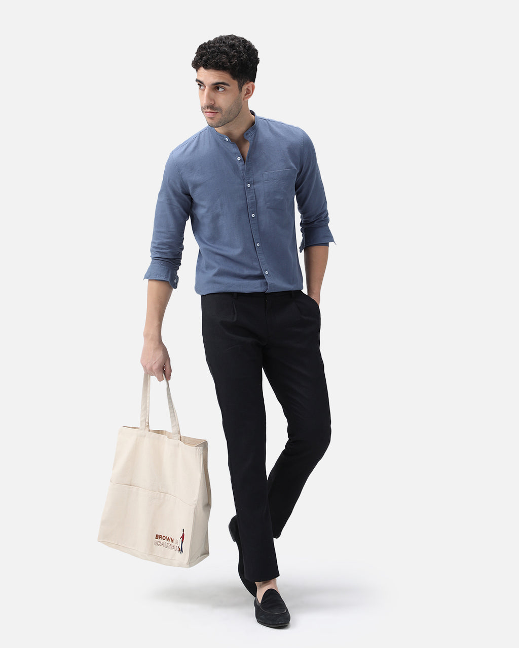 Bare Brown Slim Fit Cotton Chinos - Black