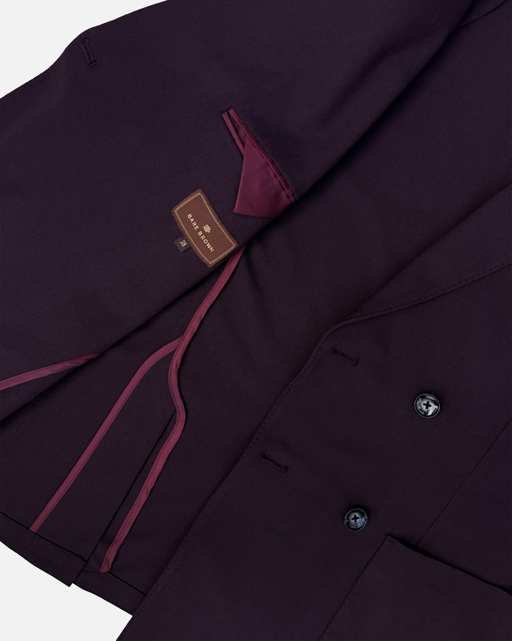 Bare Brown Double Breasted Woven Blazer- Wine