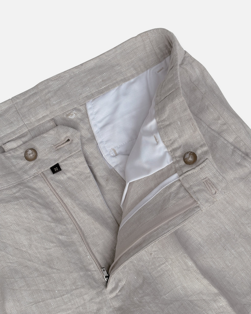 Bare Brown Relax Fit Linen Trouser with side Elastic - Beige