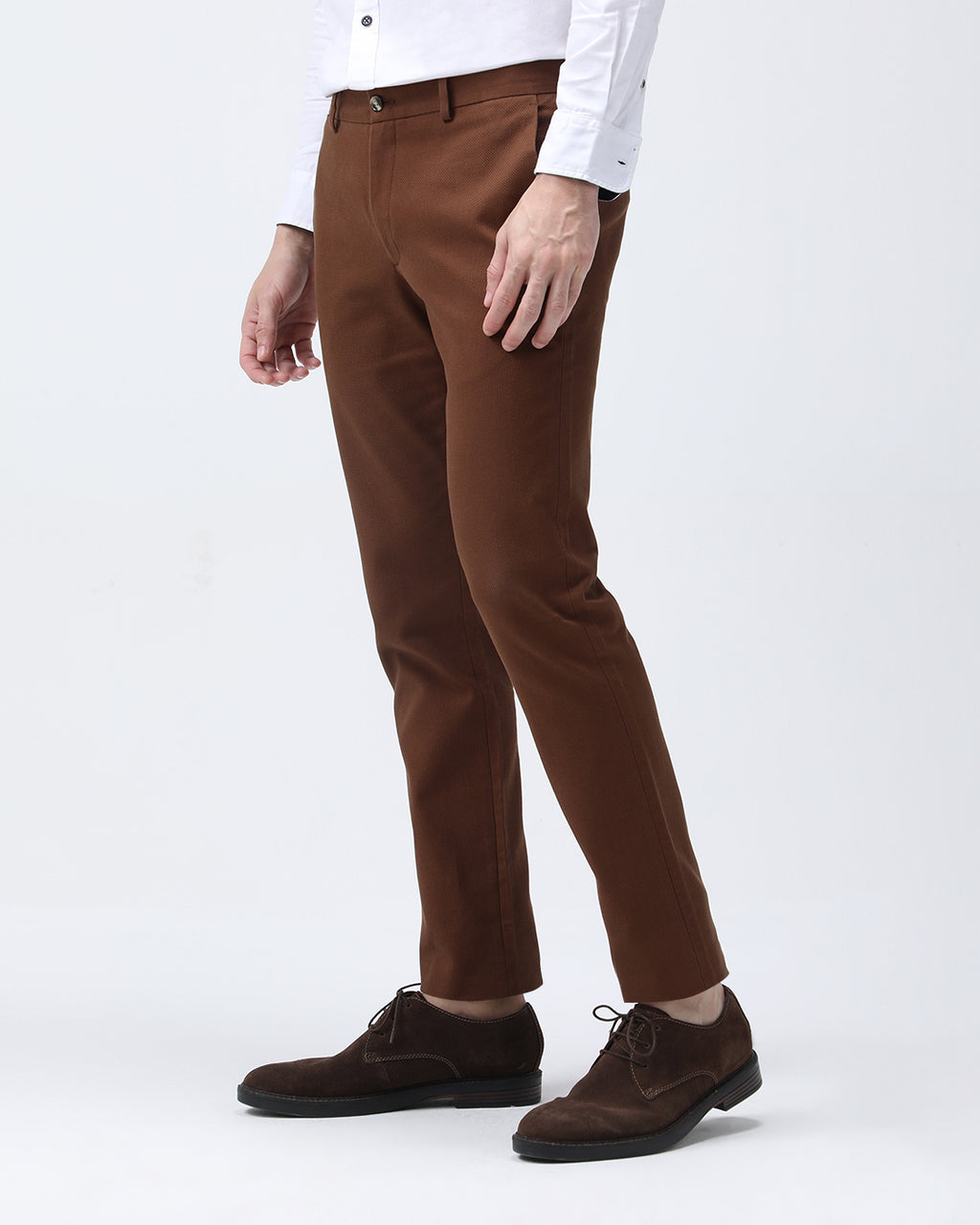 Bare Brown Slim Fit Cotton Chinos - Brown