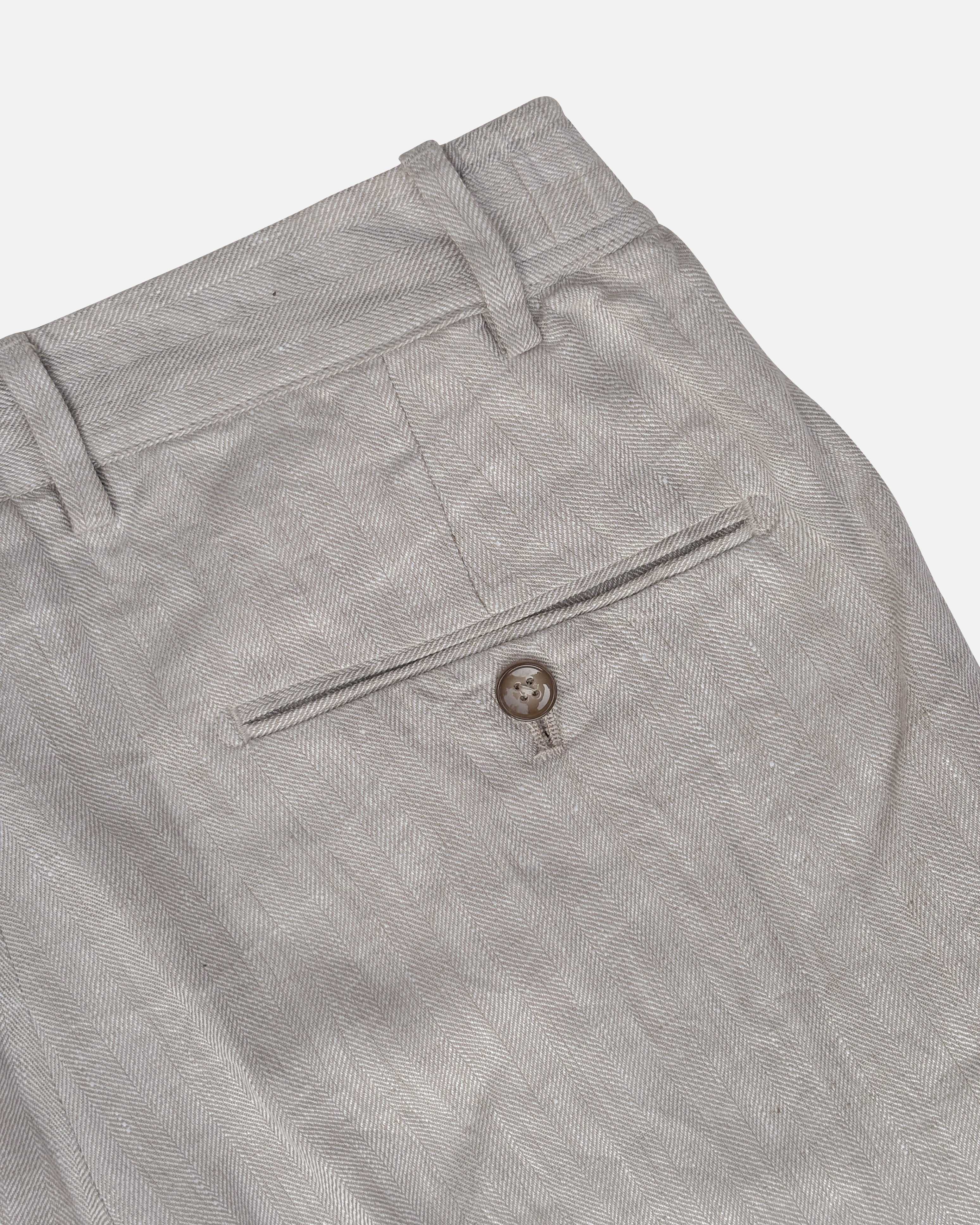 Bare Brown Relax Fit Linen Trouser with side Elastic - Beige