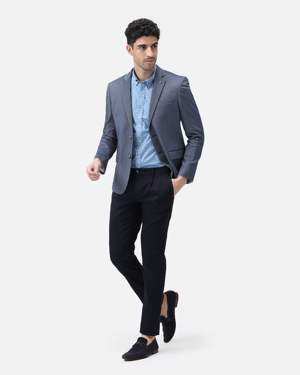 Bare Brown Knit Blazer - Blue