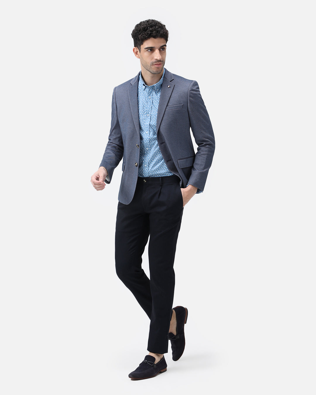 Bare Brown Knit Blazer - Blue