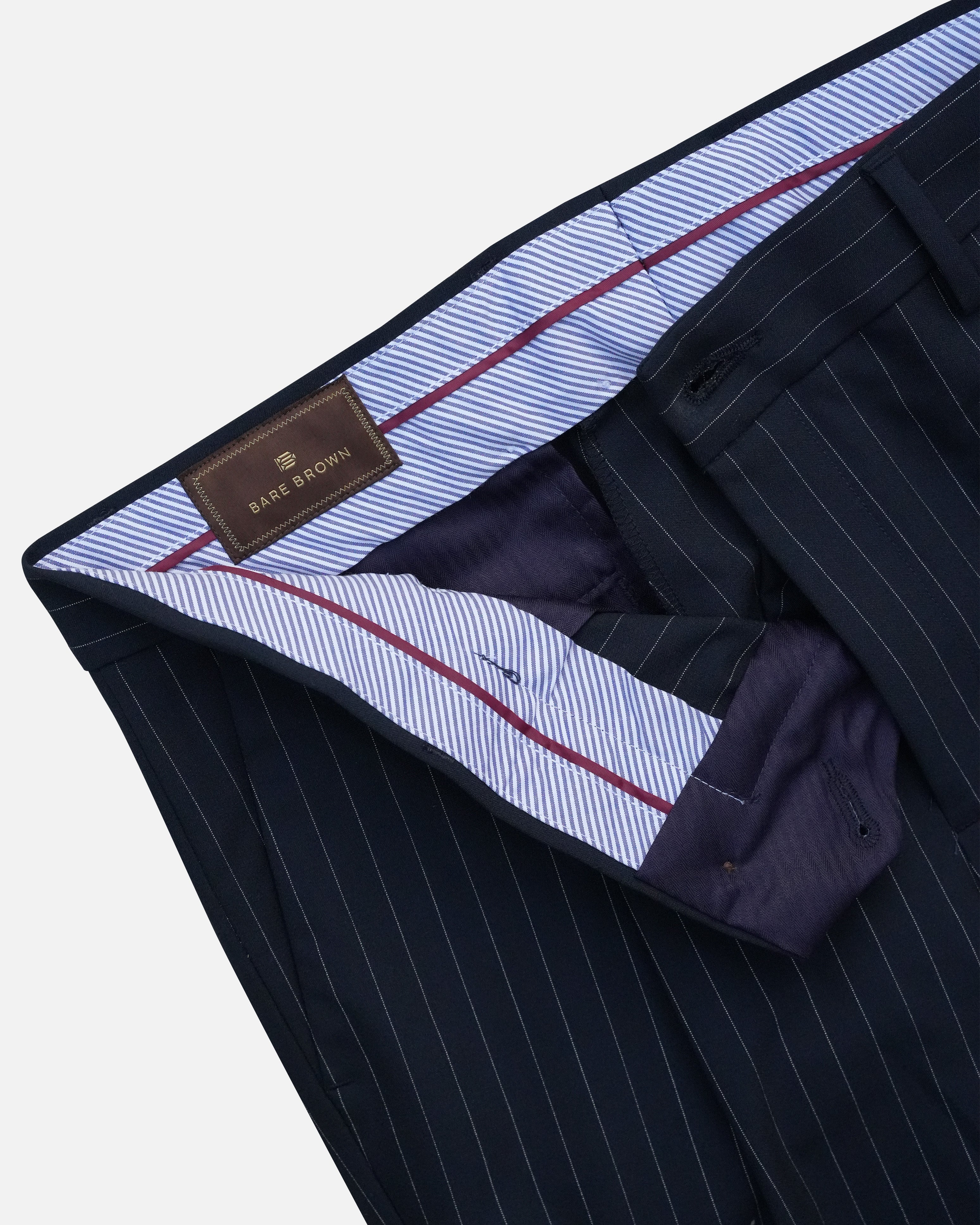 Bare Brown Relax Fit  Stripe Trouser - Navy