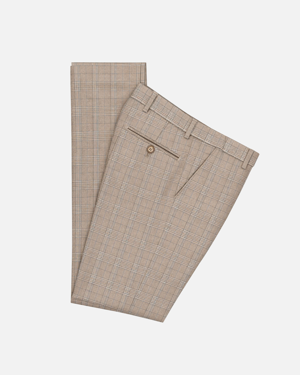 Bare Brown Slim Fit Check Trouser - Light Brown