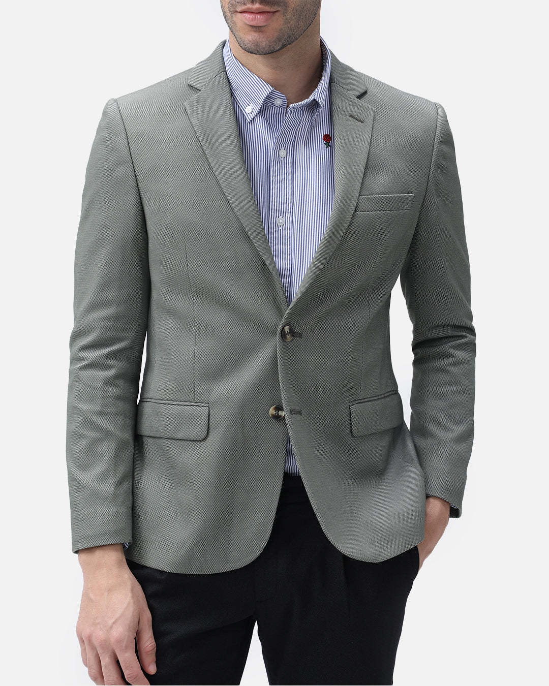 Bare Brown Knit Blazer - Green