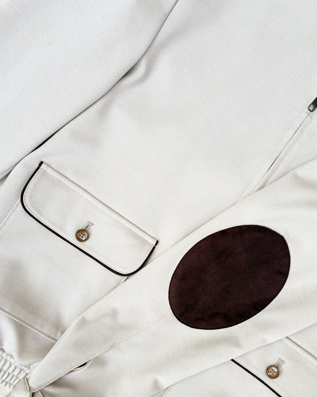 Bare Brown Slim Fit Jacket with Suede Detailing & Elbow Patch - Beige