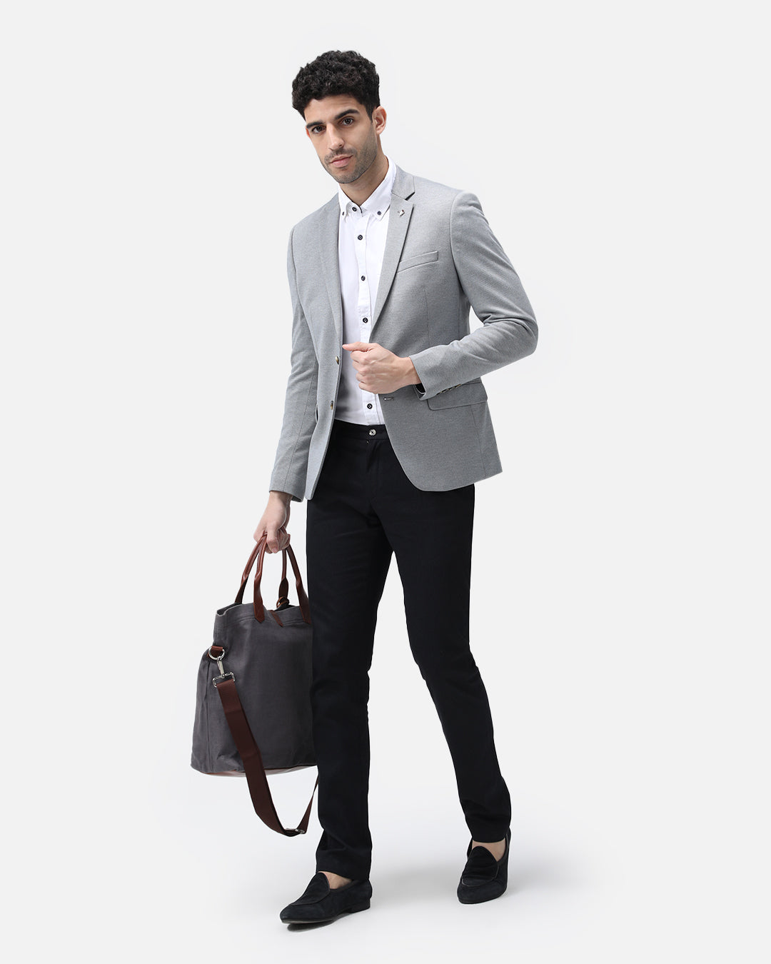 Bare Brown Knit Blazer - Grey