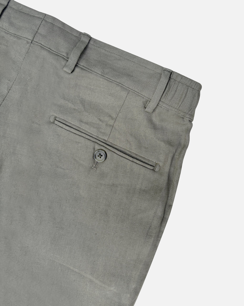 Bare Brown Relax Fit Linen Trouser with Side Elastic - Olive
