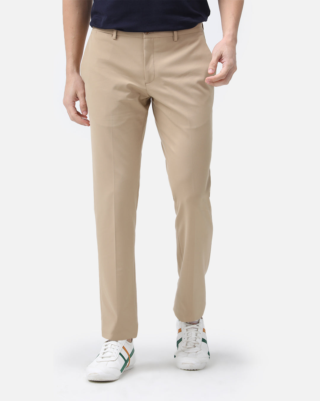 Bare Brown Stretch Slim Fit Cotton Chinos - Khaki