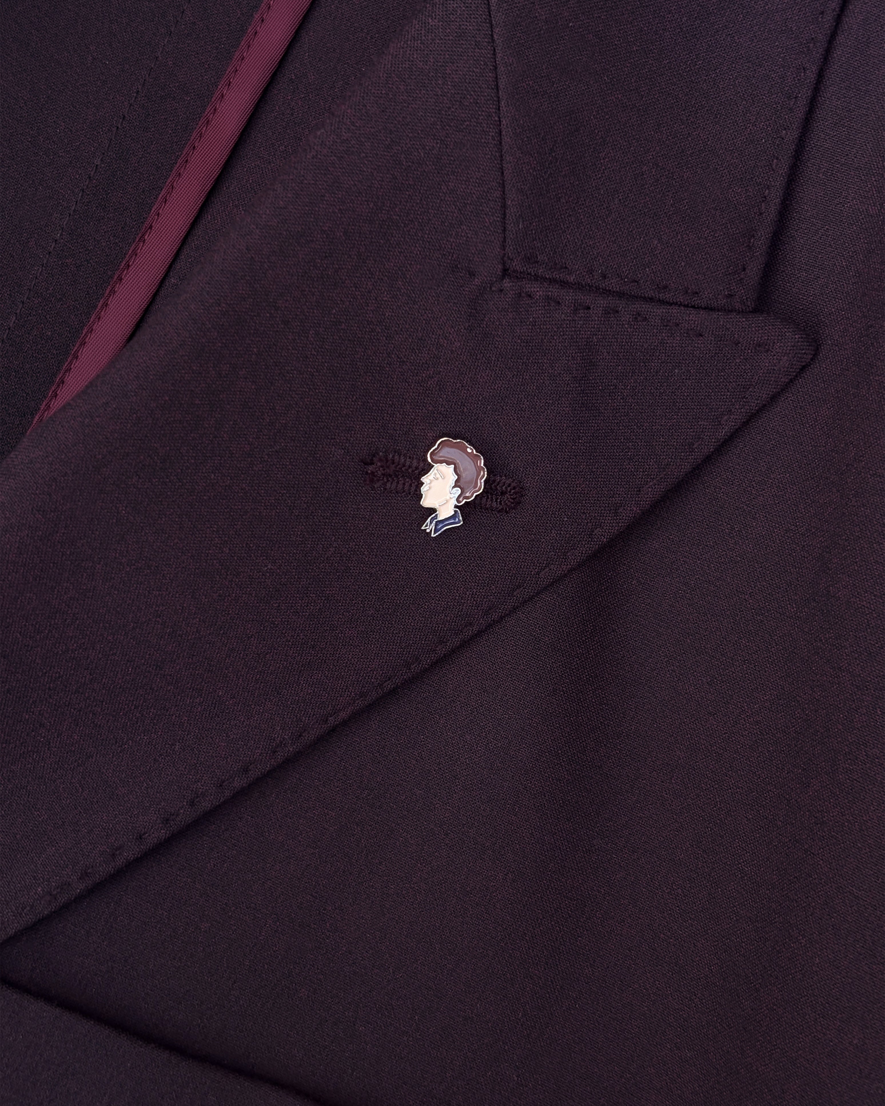 Bare Brown Double Breasted Woven Blazer- Wine