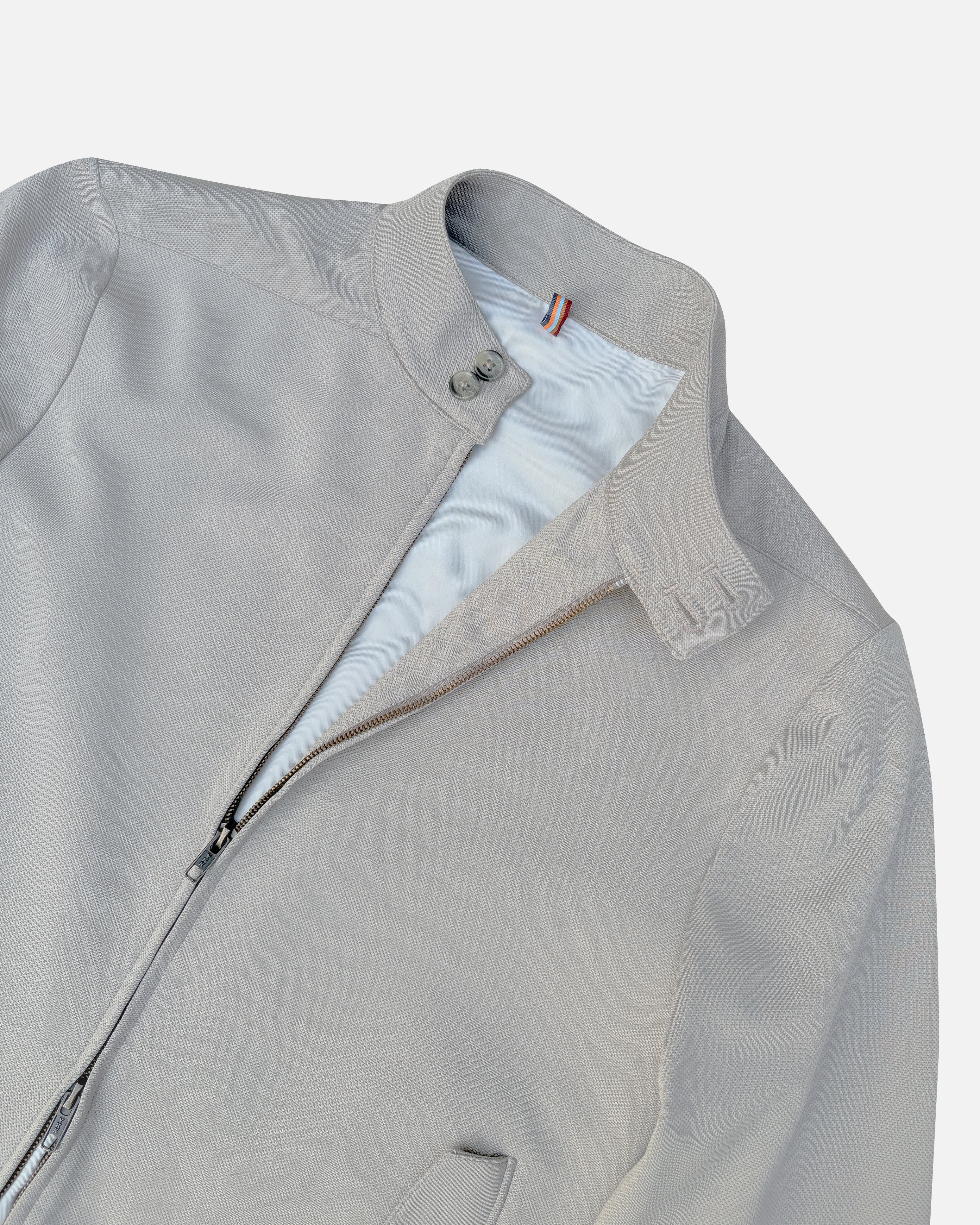 Bare Brown Slim Fit Knit Bomber Jacket - Taupe