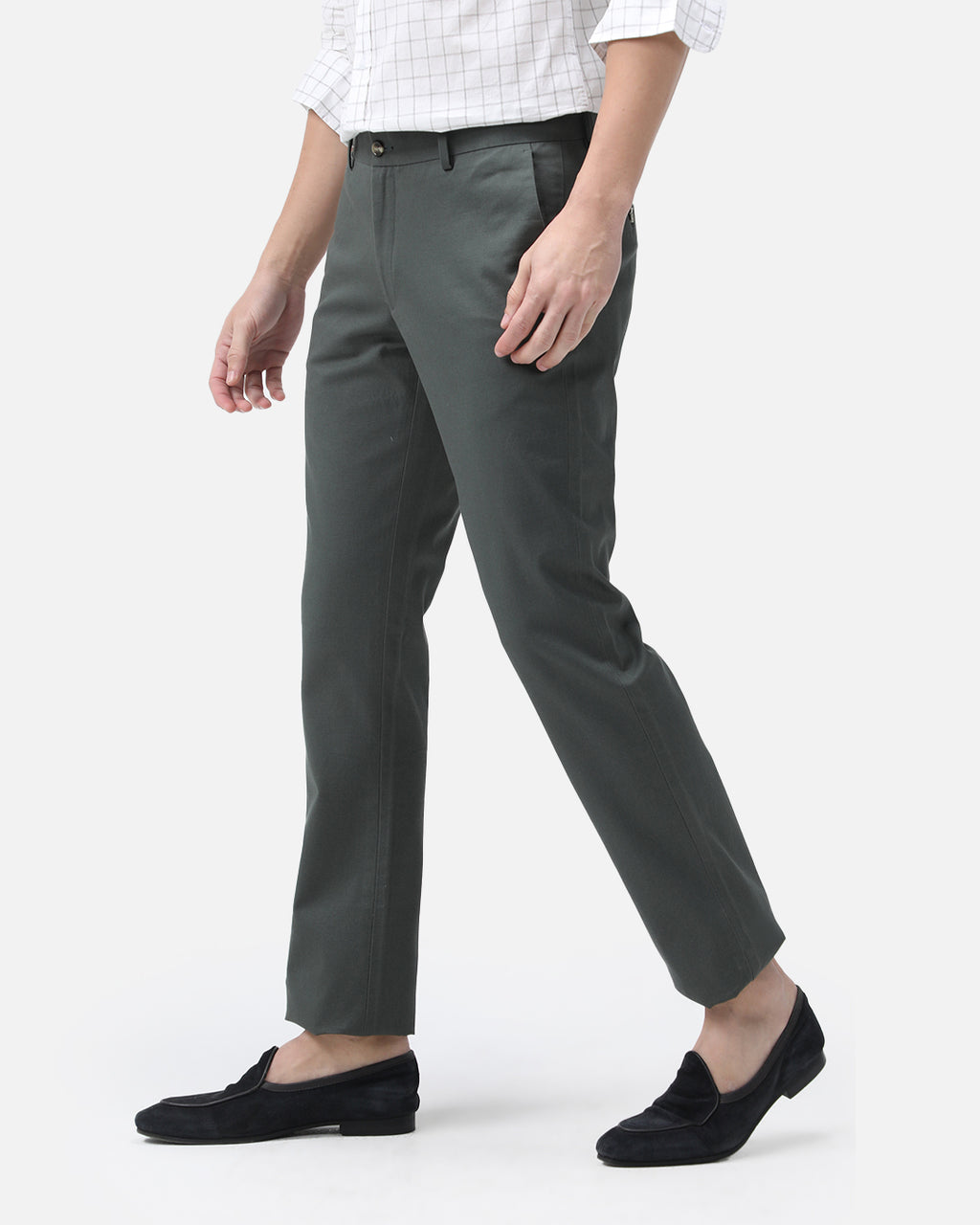 Bare Brown Slim Fit Cotton Chinos - Green
