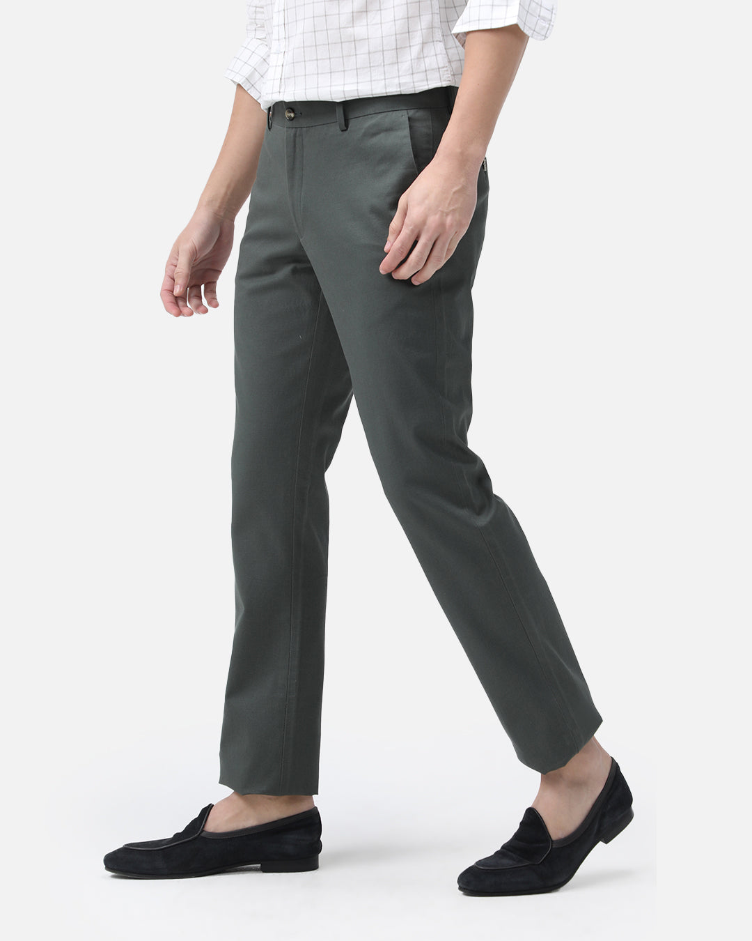Bare Brown Slim Fit Cotton Chinos - Green