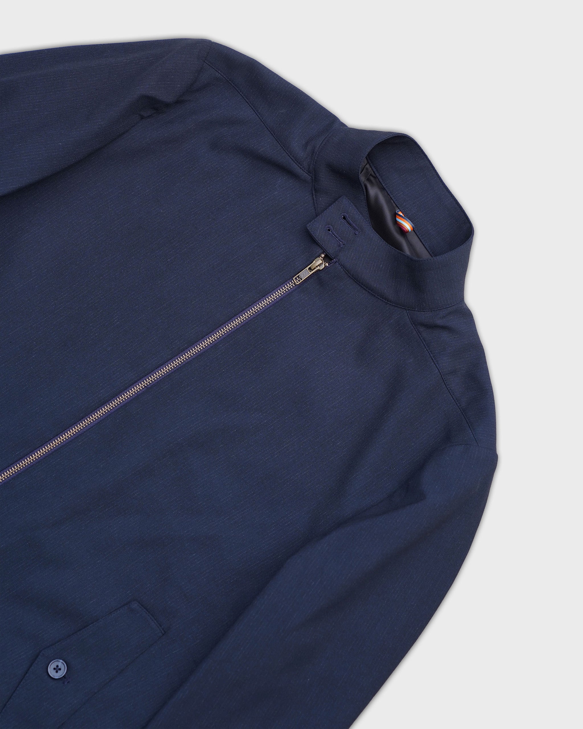 Bare Brown Stripe Harrington Jacket - Navy