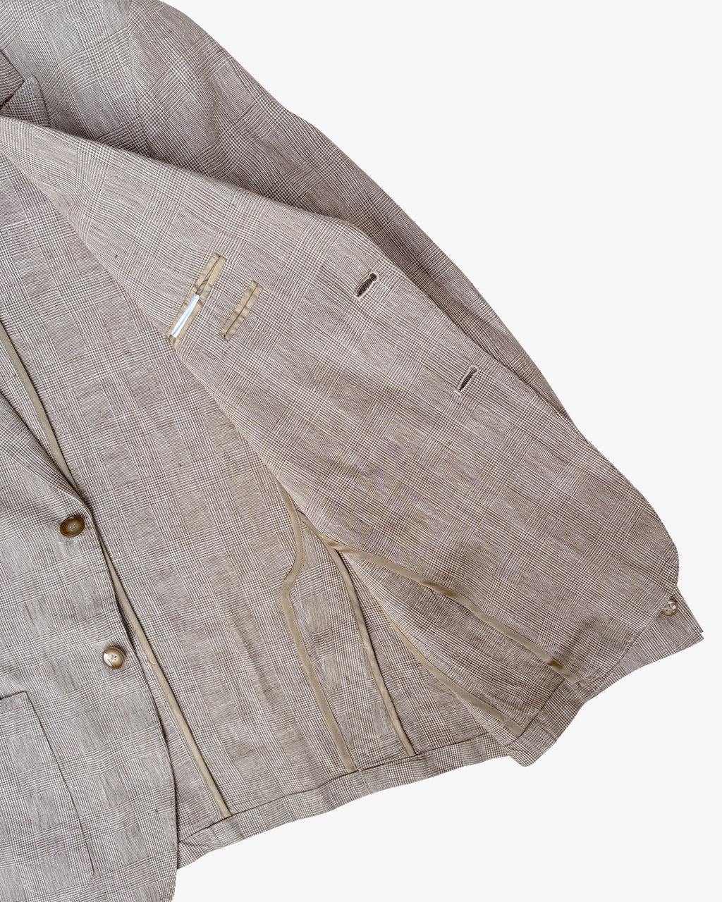 Bare Brown Linen Blazer - Brown Checkered