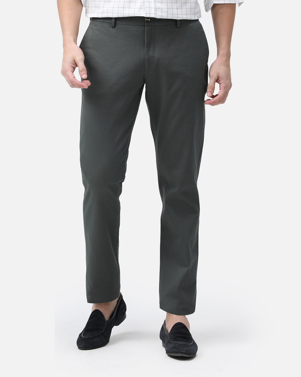 Bare Brown Slim Fit Cotton Chinos - Green