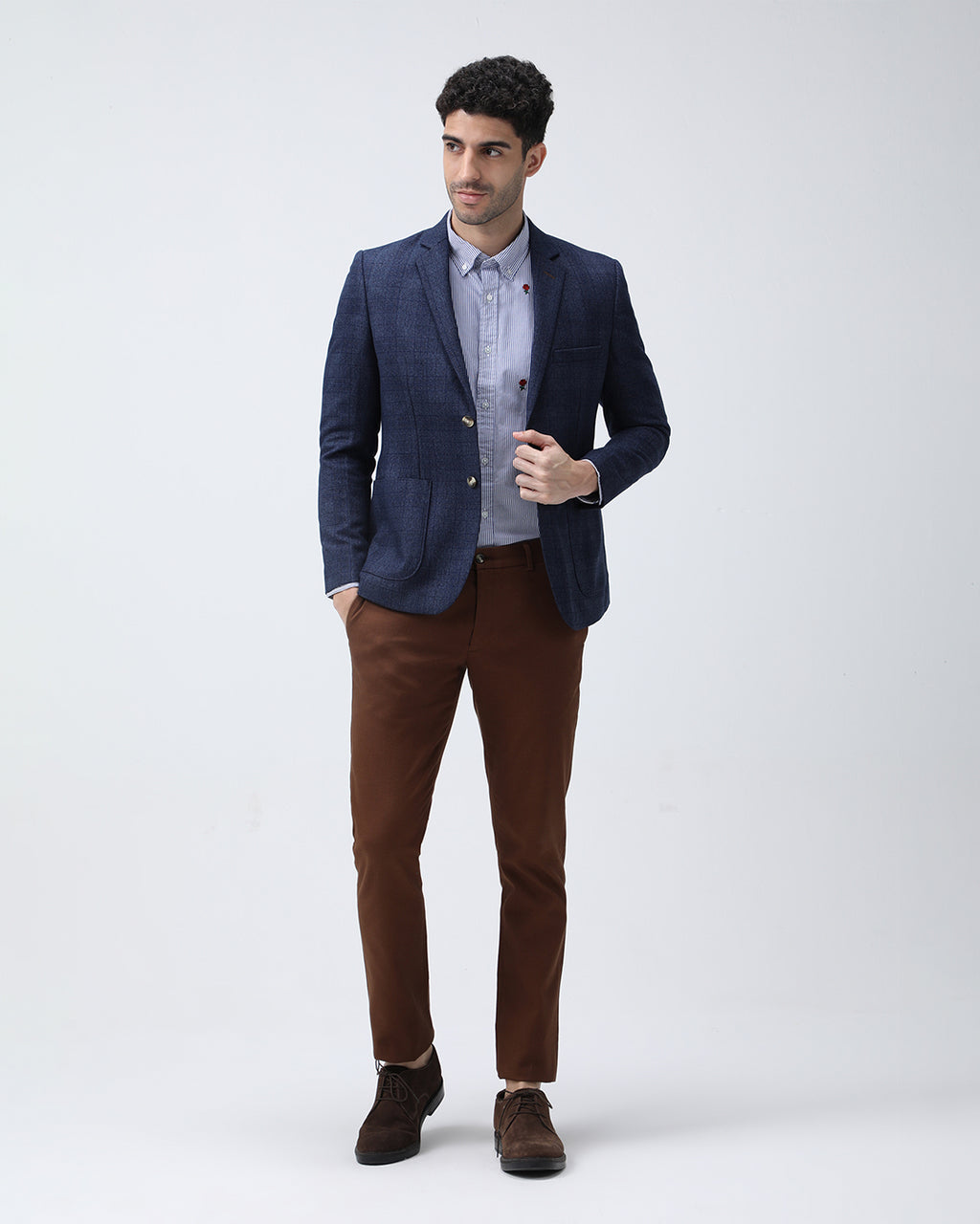 Bare Brown Slim Fit Cotton Chinos - Brown