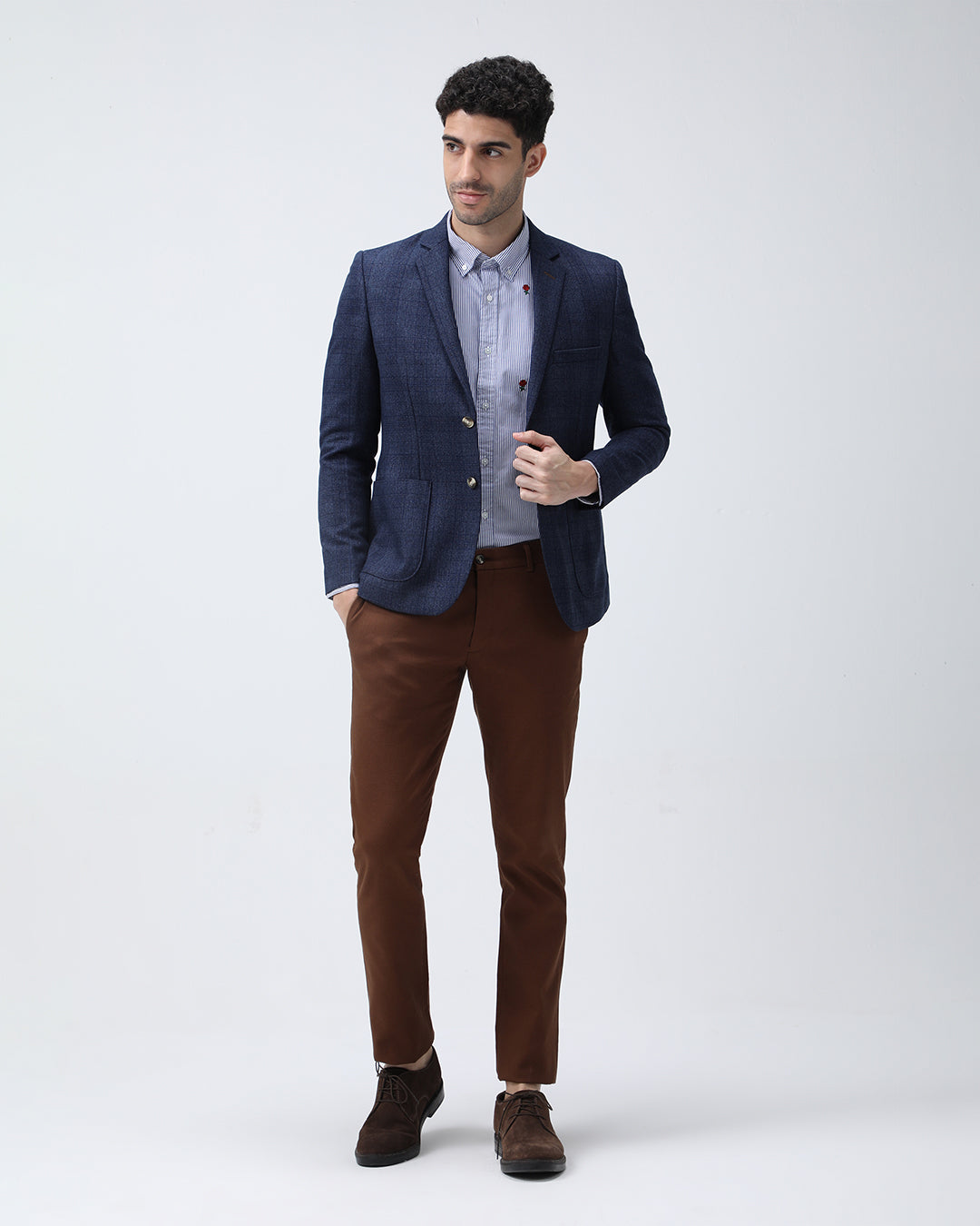 Bare Brown Slim Fit Cotton Chinos - Brown