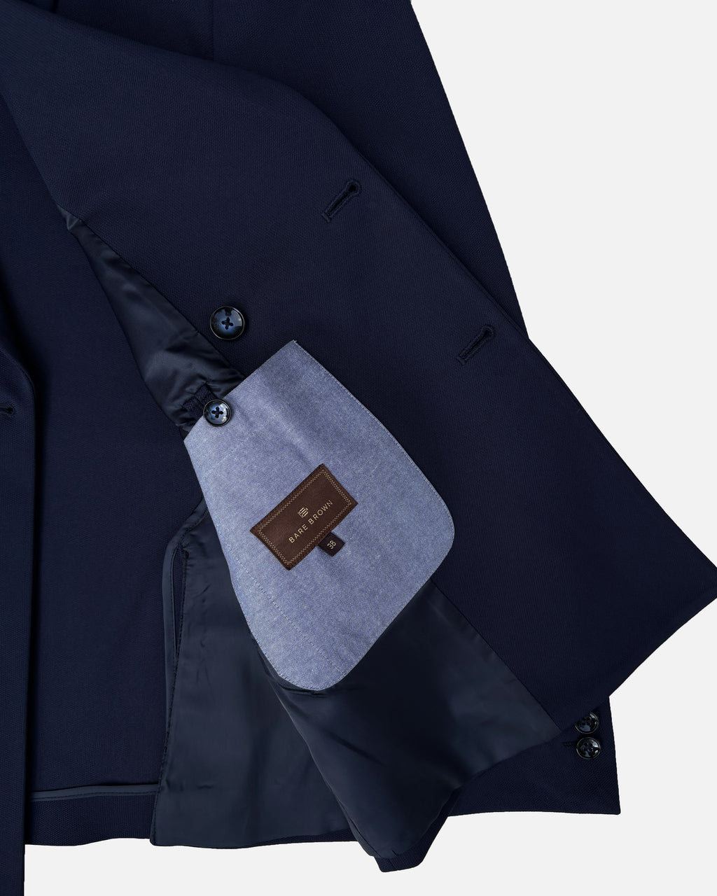 Bare Brown Double Breasted Knit Blazer - Navy