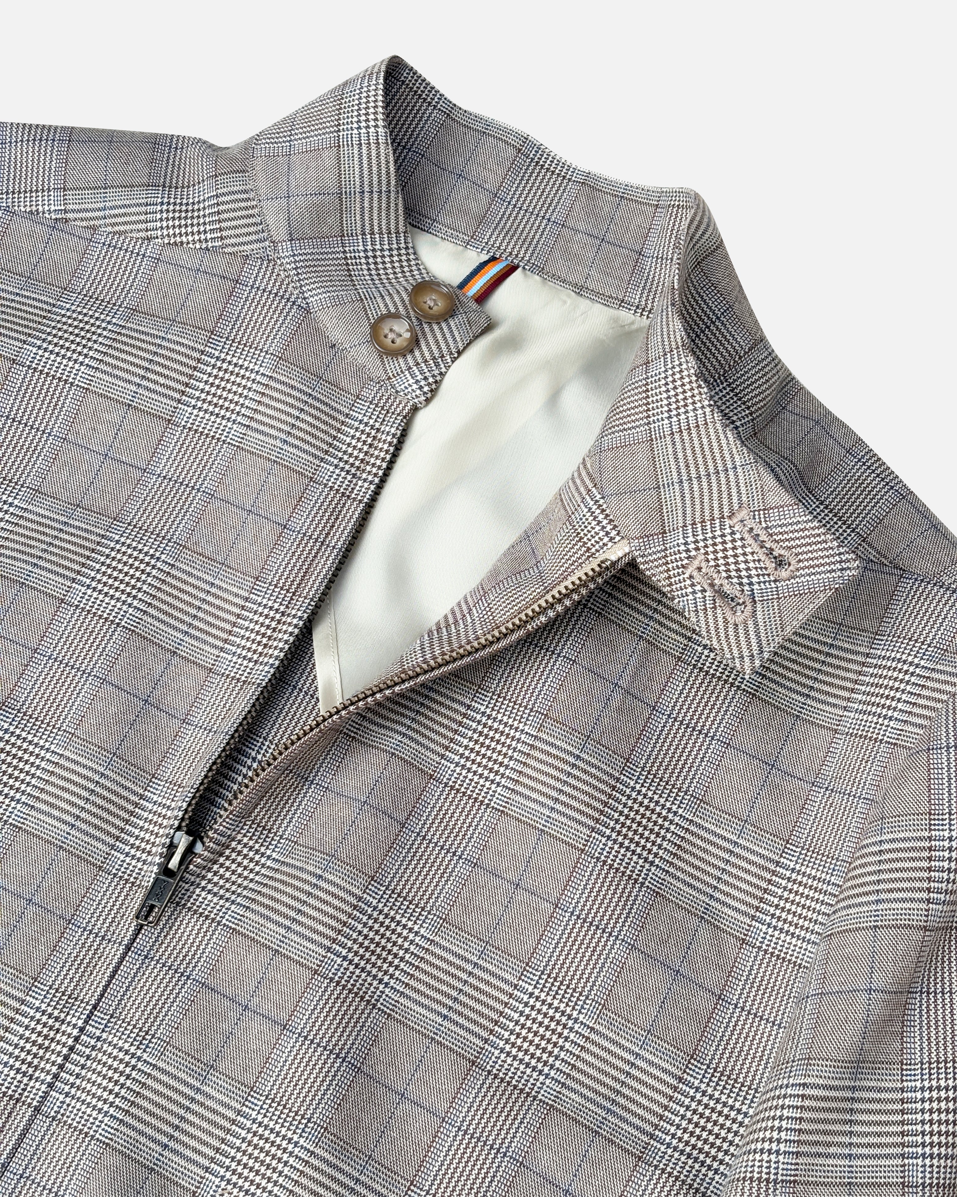 Bare Brown Checkered Bomber Jacket with 2 way Zipper - Brown