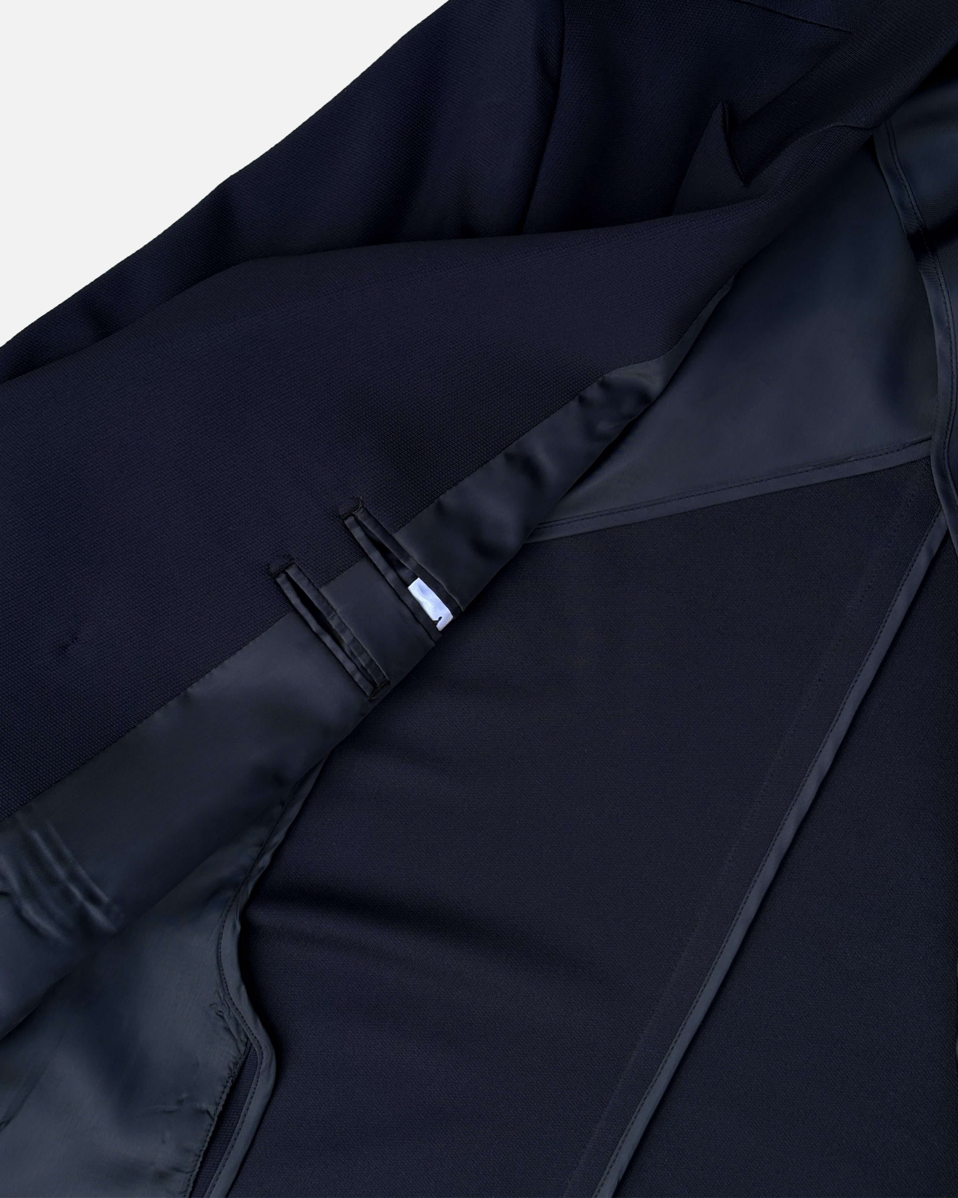 Bare Brown Double Breasted Knit Blazer - Navy