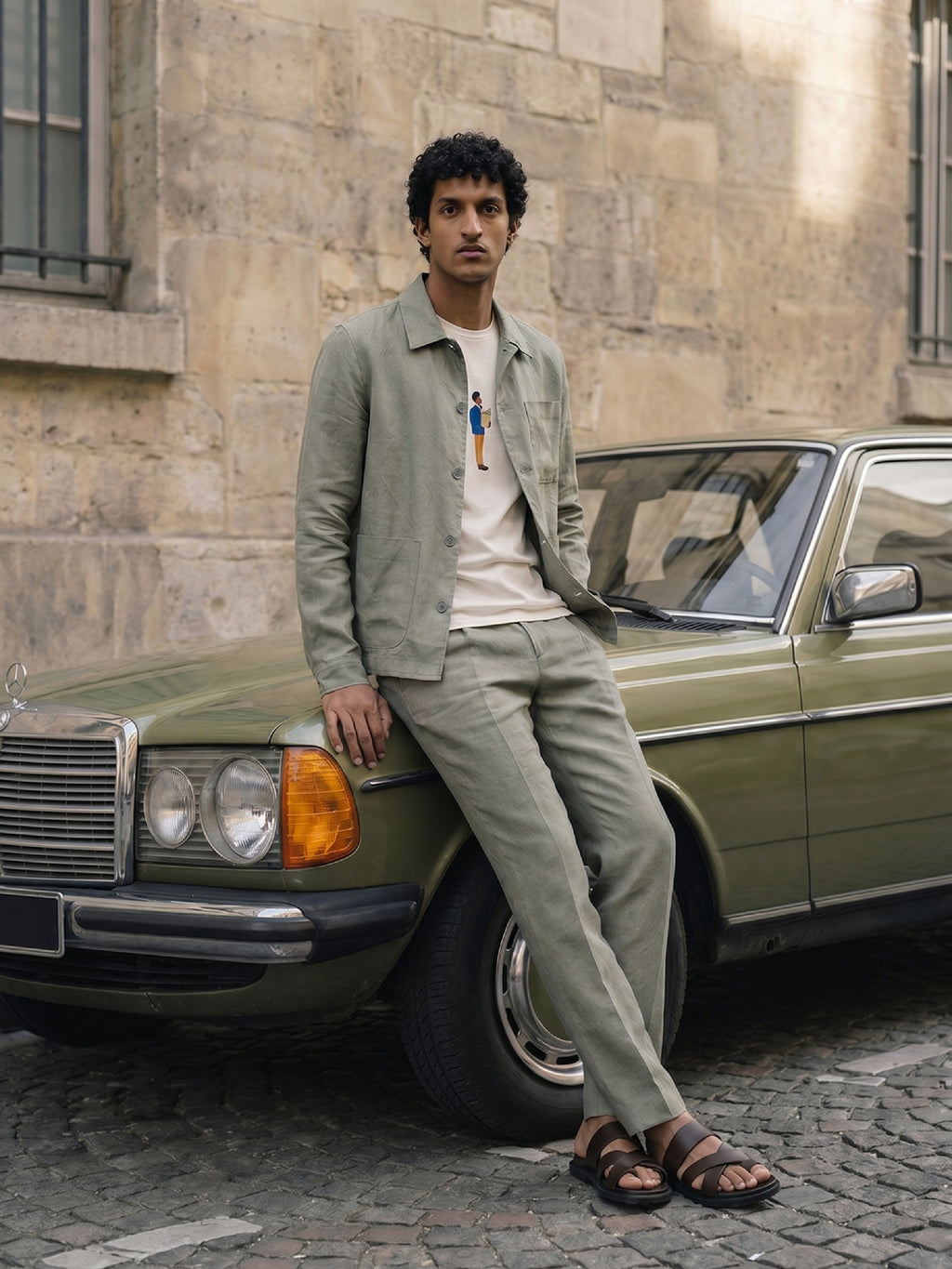 Bare Brown Linen Shacket - Olive