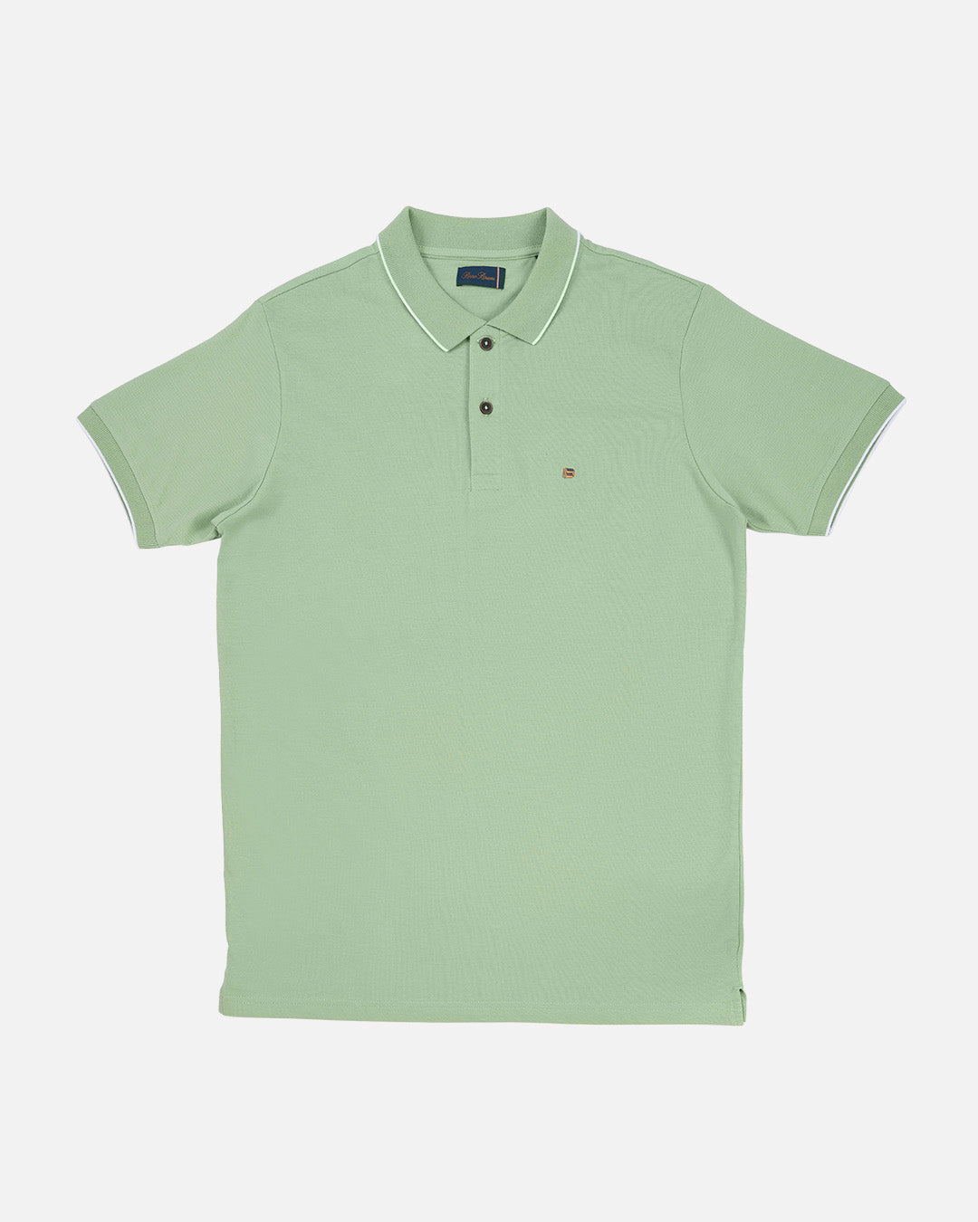 Bare Brown Light Green Slim Fit Lightweight Polo T-Shirt