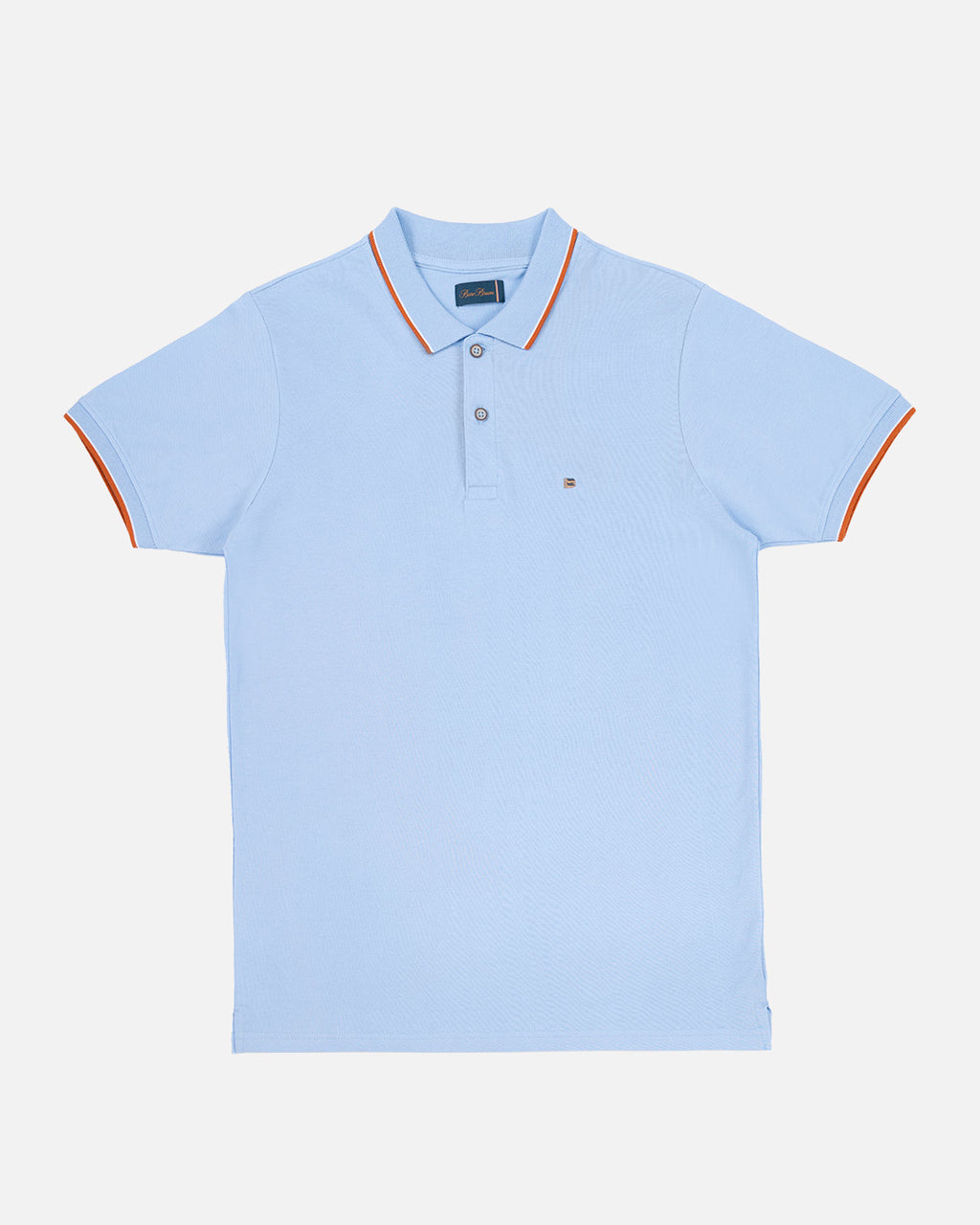 Bare Brown Light Blue Slim Fit Lightweight Polo T-Shirt with Double Tipping