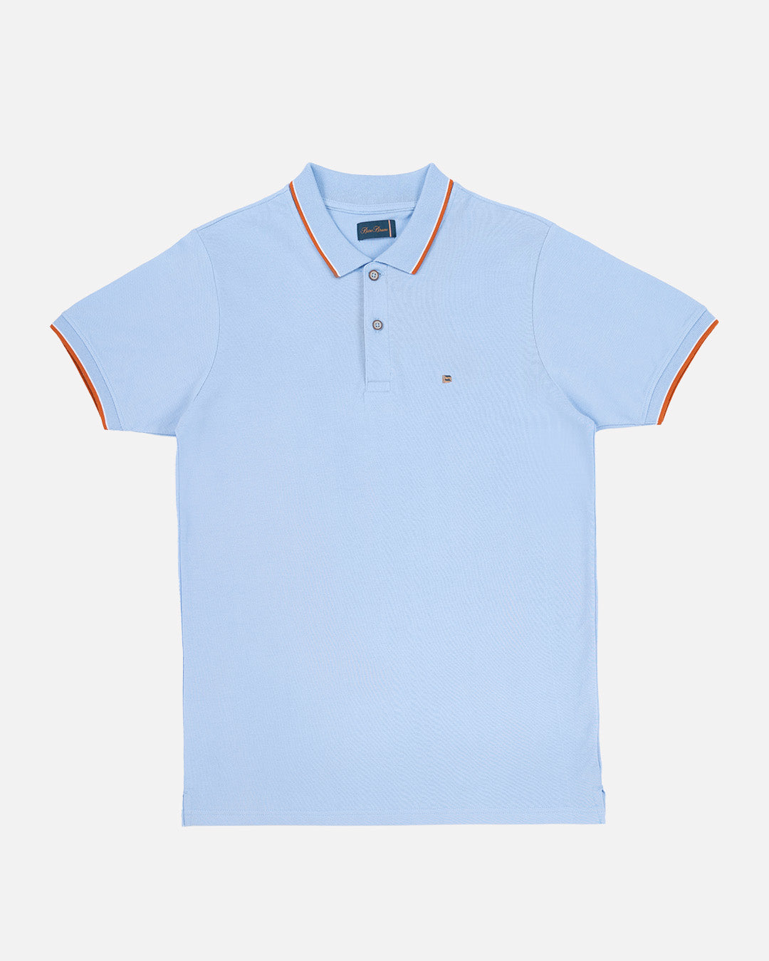 Bare Brown Light Blue Slim Fit Lightweight Polo T-Shirt with Double Tipping