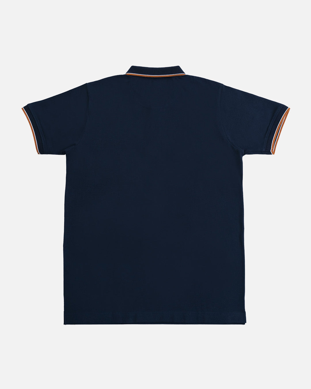 Bare Brown Navy Blue Slim Fit Lightweight Polo T-Shirt with Double Tipping