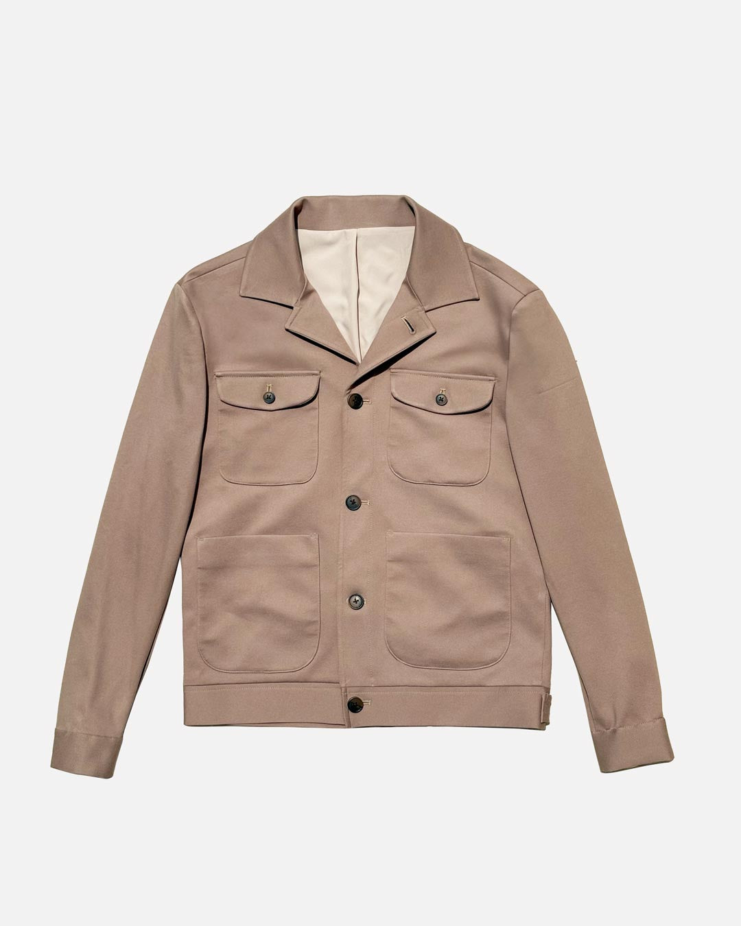 Bare Brown Button Closure Shacket with 4 Pockets - Beige