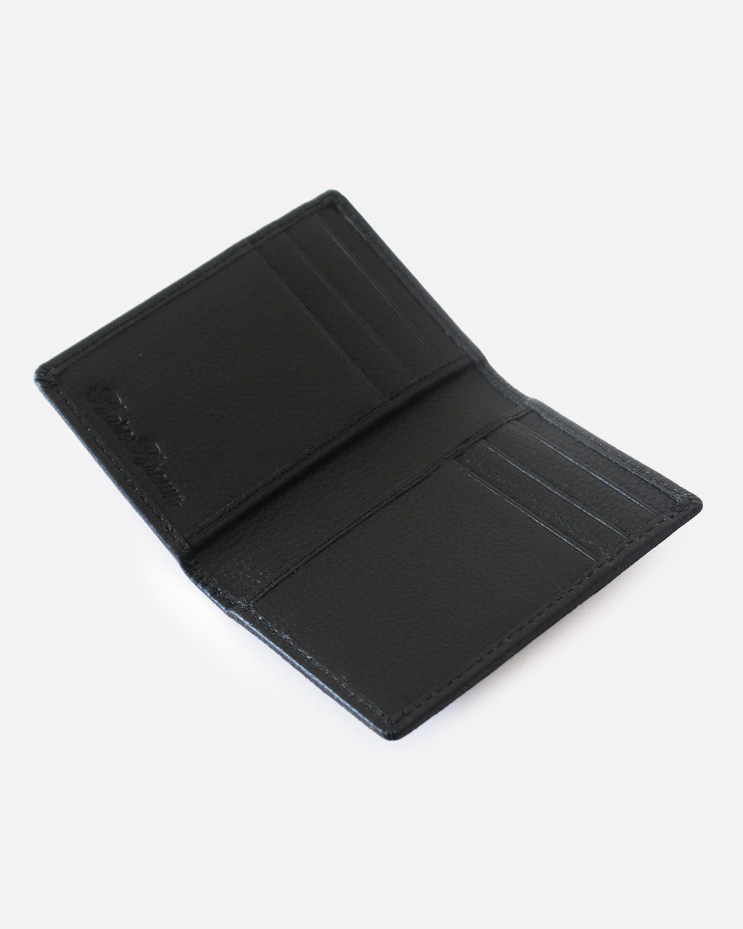Genuine Leather Black Bi-fold Card Holder With RFID Protection