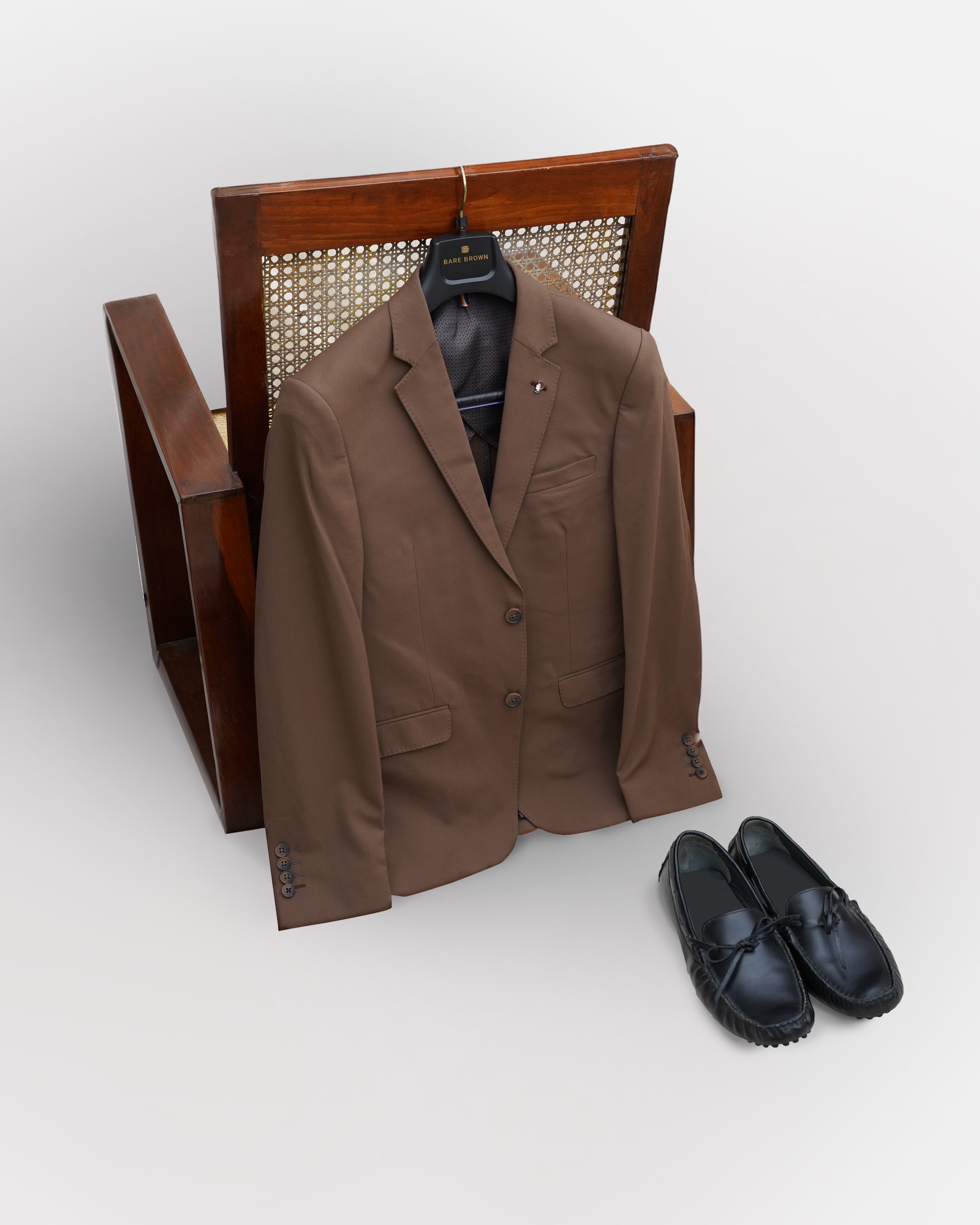 Bare Brown Solid Woven Blazer- Brown
