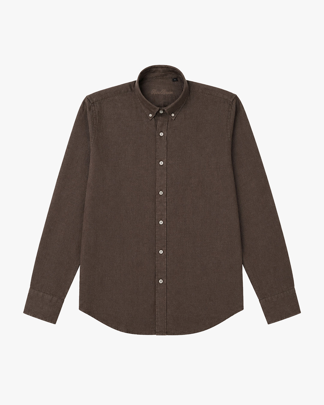 Bare Brown Button Down Collar Linen Shirt, Slim Fit with Full Sleeves - Brown