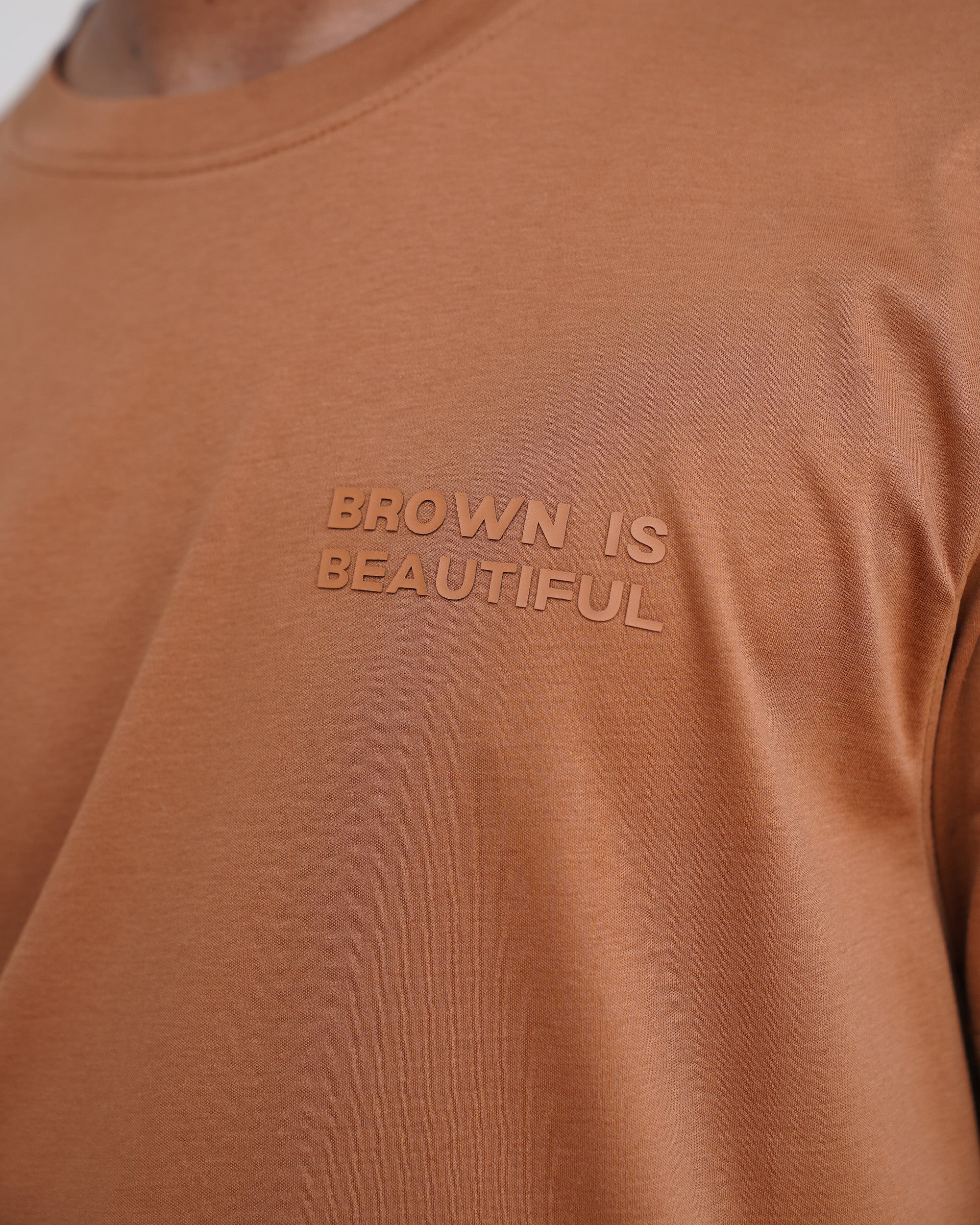 Bare Brown Brown Slim Fit Crew Neck T-Shirt