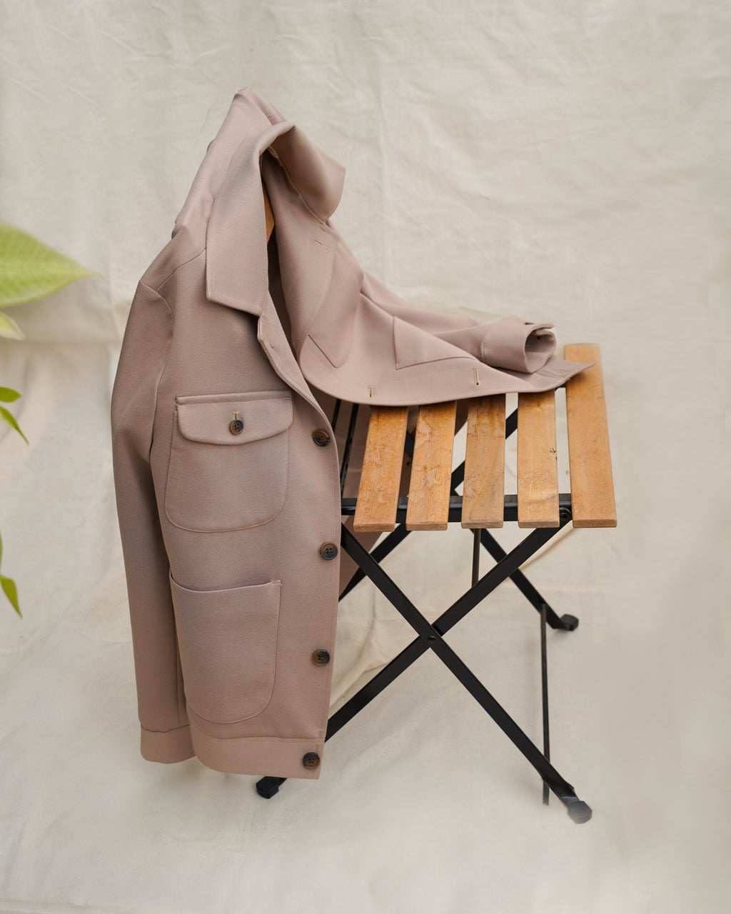 Bare Brown Button Closure Shacket with 4 Pockets - Beige