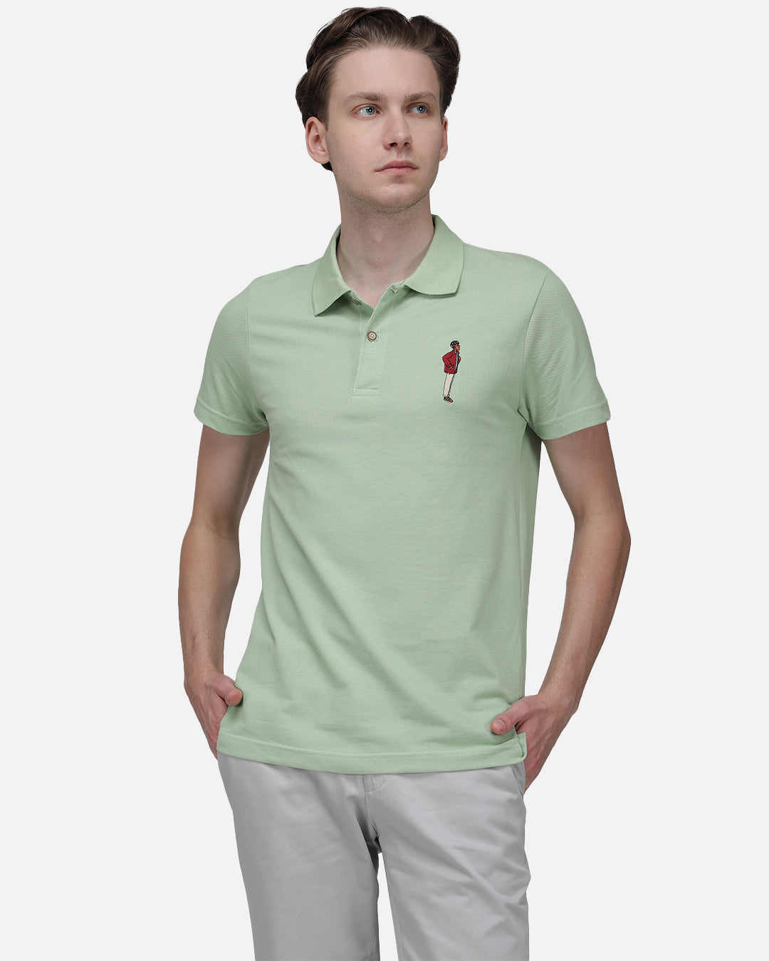 Mr.Brown Green Slim Fit Lightweight Polo T-Shirt